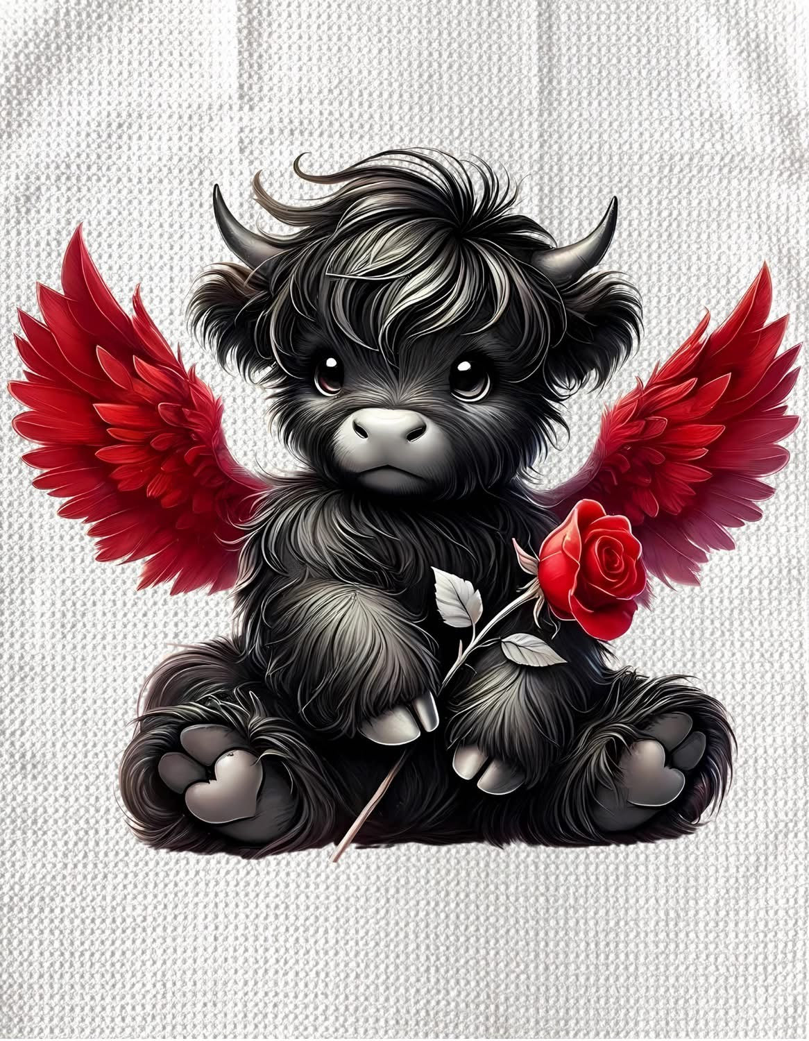 Towels - HIGHLAND COW (BLACK) VALENTINES