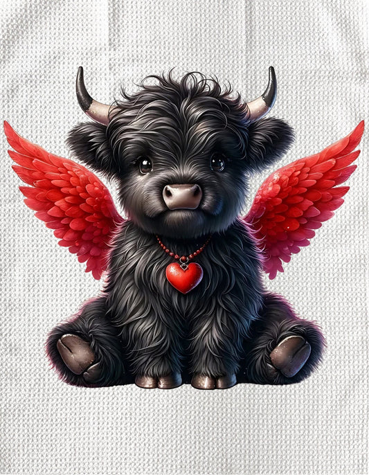 Towels - VALENTINES HIGHLAND COW CUPID