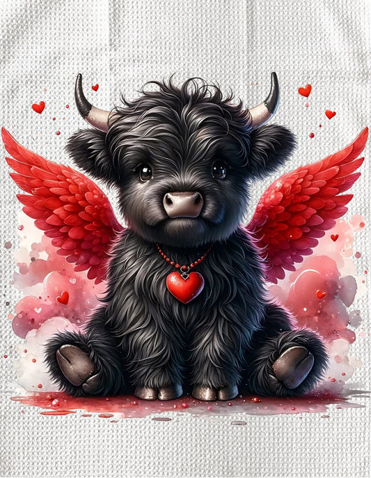 Towels - VALENTINES HIGHLAND COW PINK CLOUDS