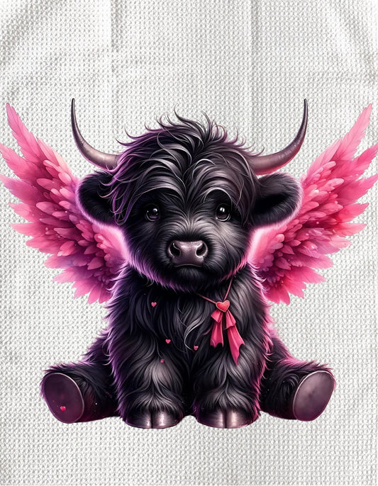 Towels - VALENTINES HIGHLAND COW PINK CUPID