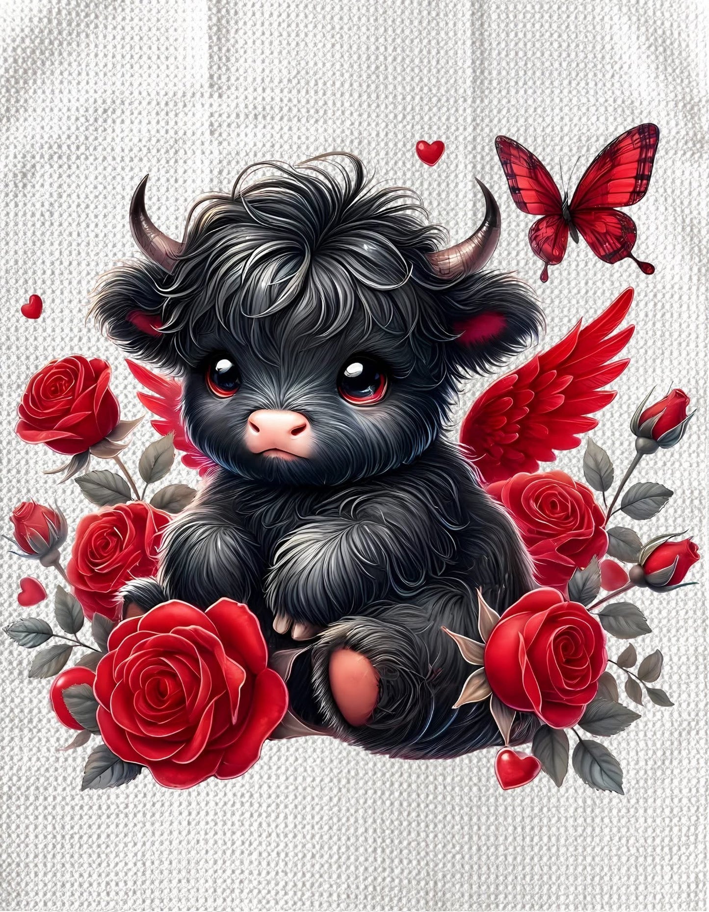 Towels - HIGHLAND COW (BLACK) VALENTINES