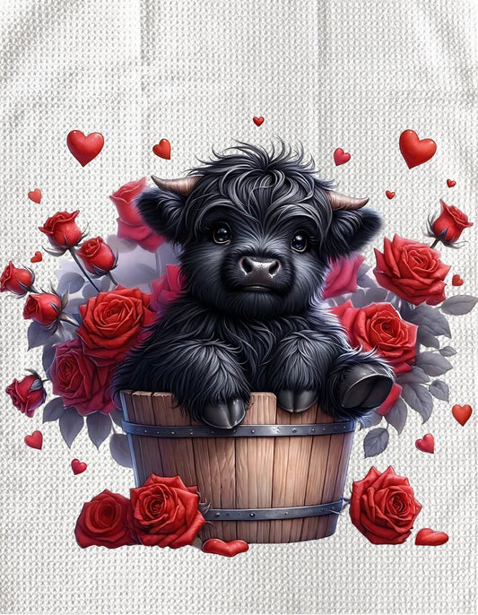 Towels - VALENTINES HIGHLAND COW FLOWER BUCKET
