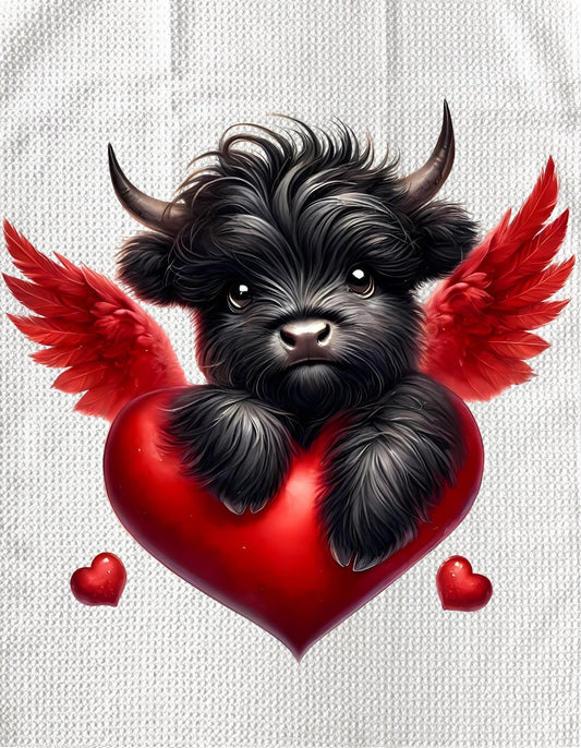 Towels - VALENTINES HIGHLAND COW ON HEART
