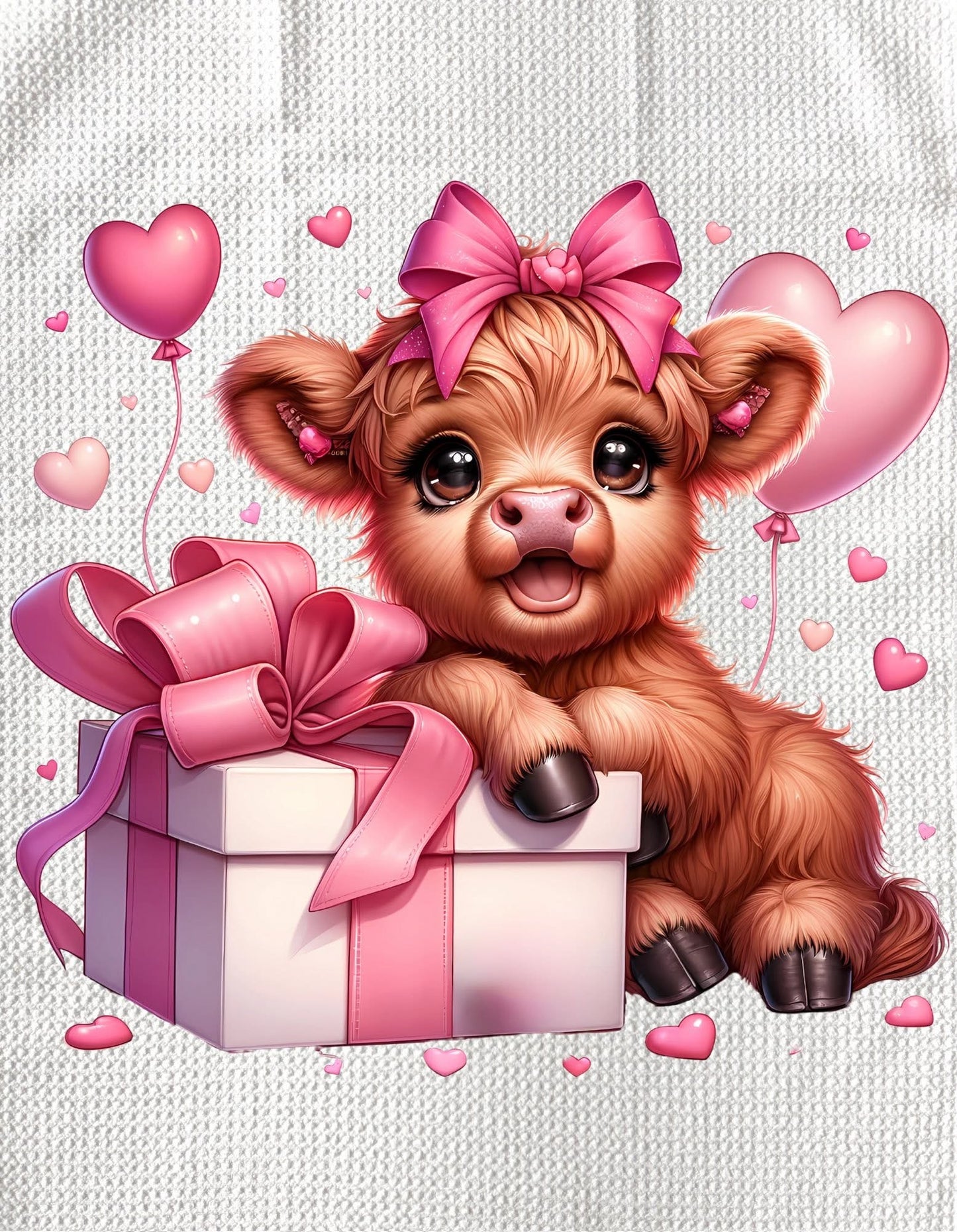 Towels - HIGHLAND COW (PINK) VALENTINES