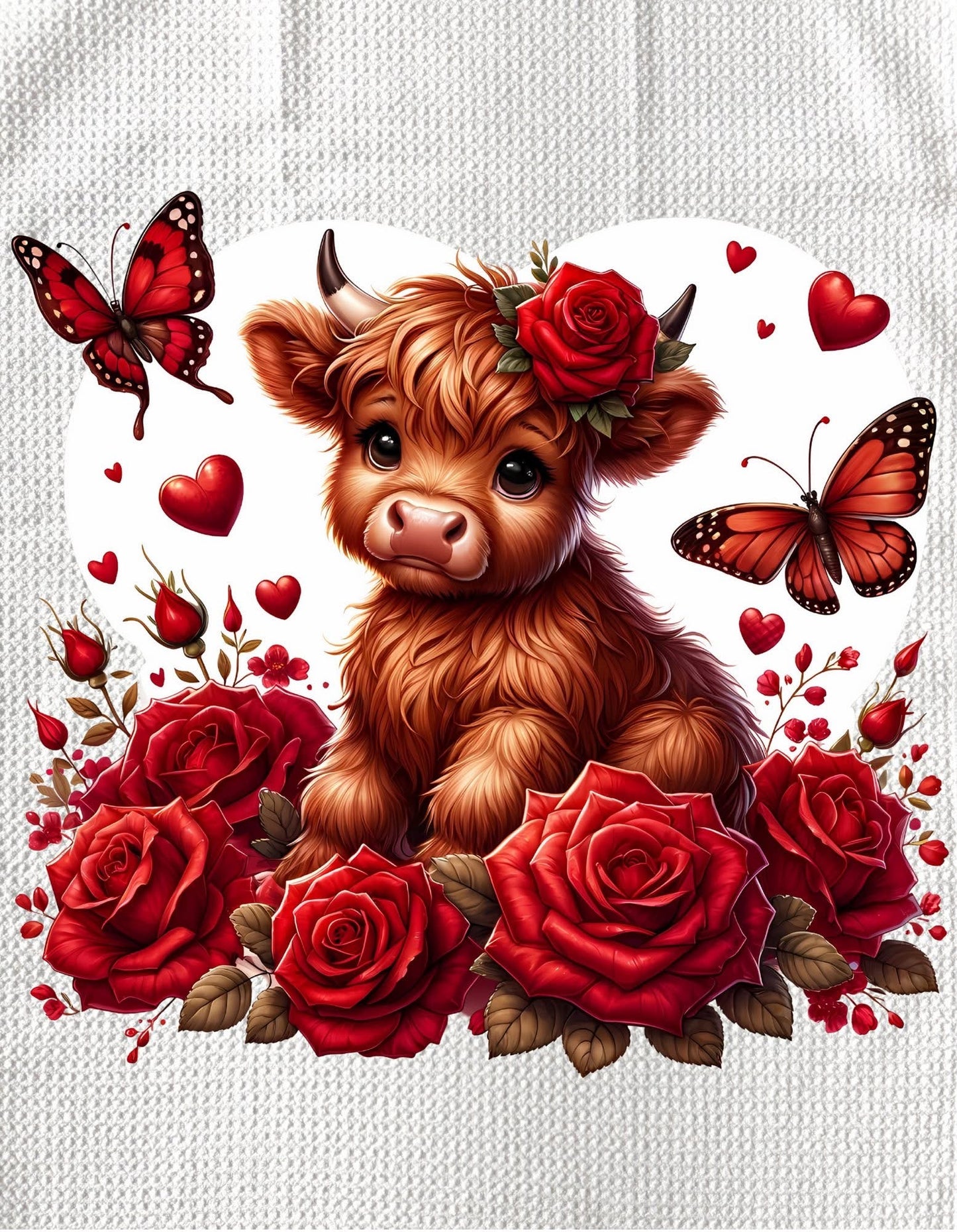 Towels - HIGHLAND COW (RED) VALENTINES