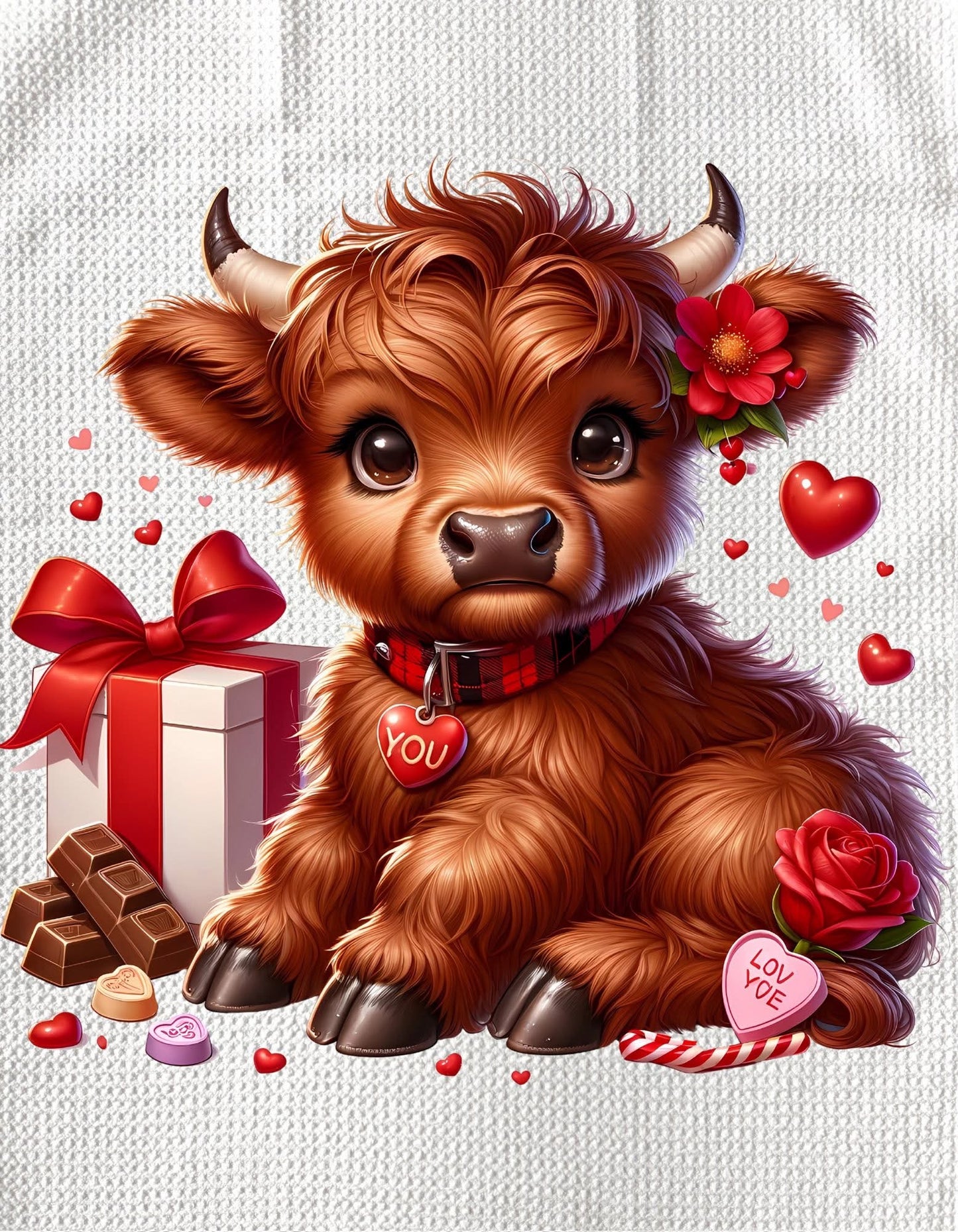 Towels - HIGHLAND COW (RED) VALENTINES