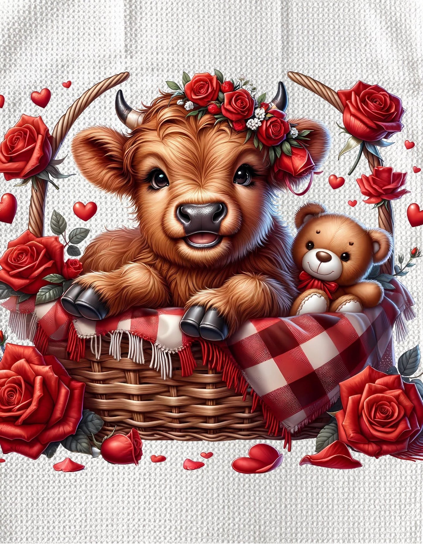 Towels - HIGHLAND COW (RED) VALENTINES