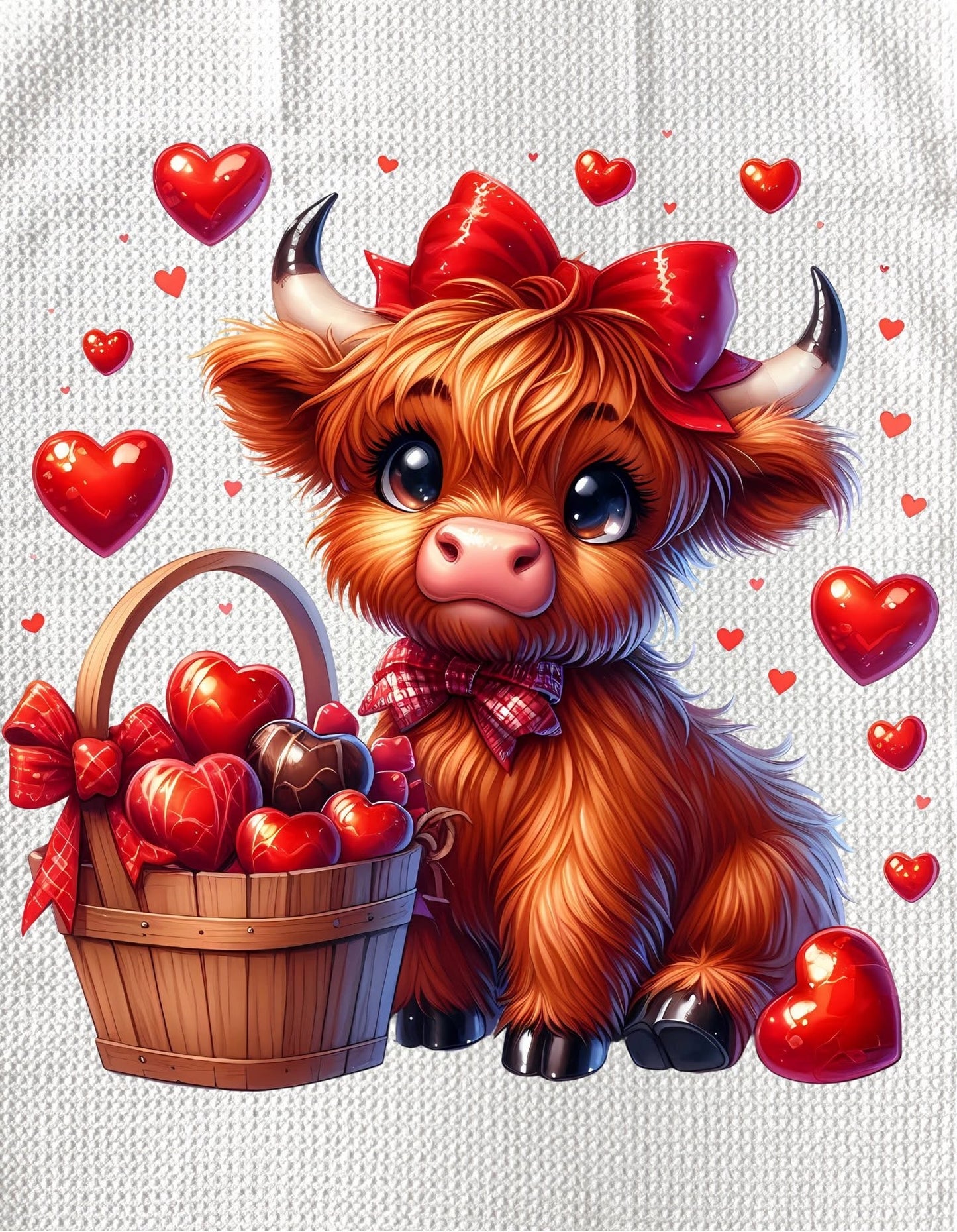 Towels - HIGHLAND COW (RED) VALENTINES