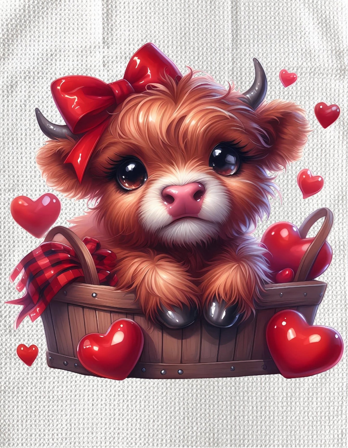 Towels - HIGHLAND COW (RED) VALENTINES