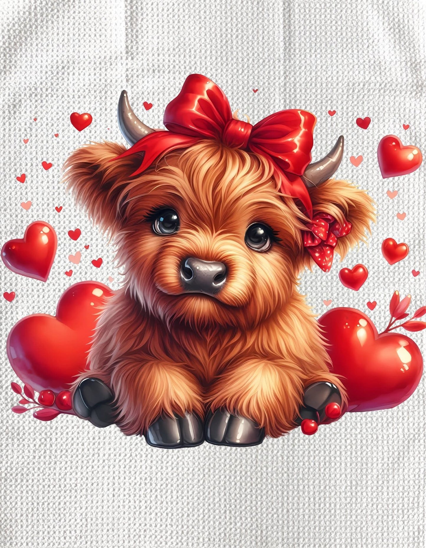 Towels - HIGHLAND COW (RED) VALENTINES