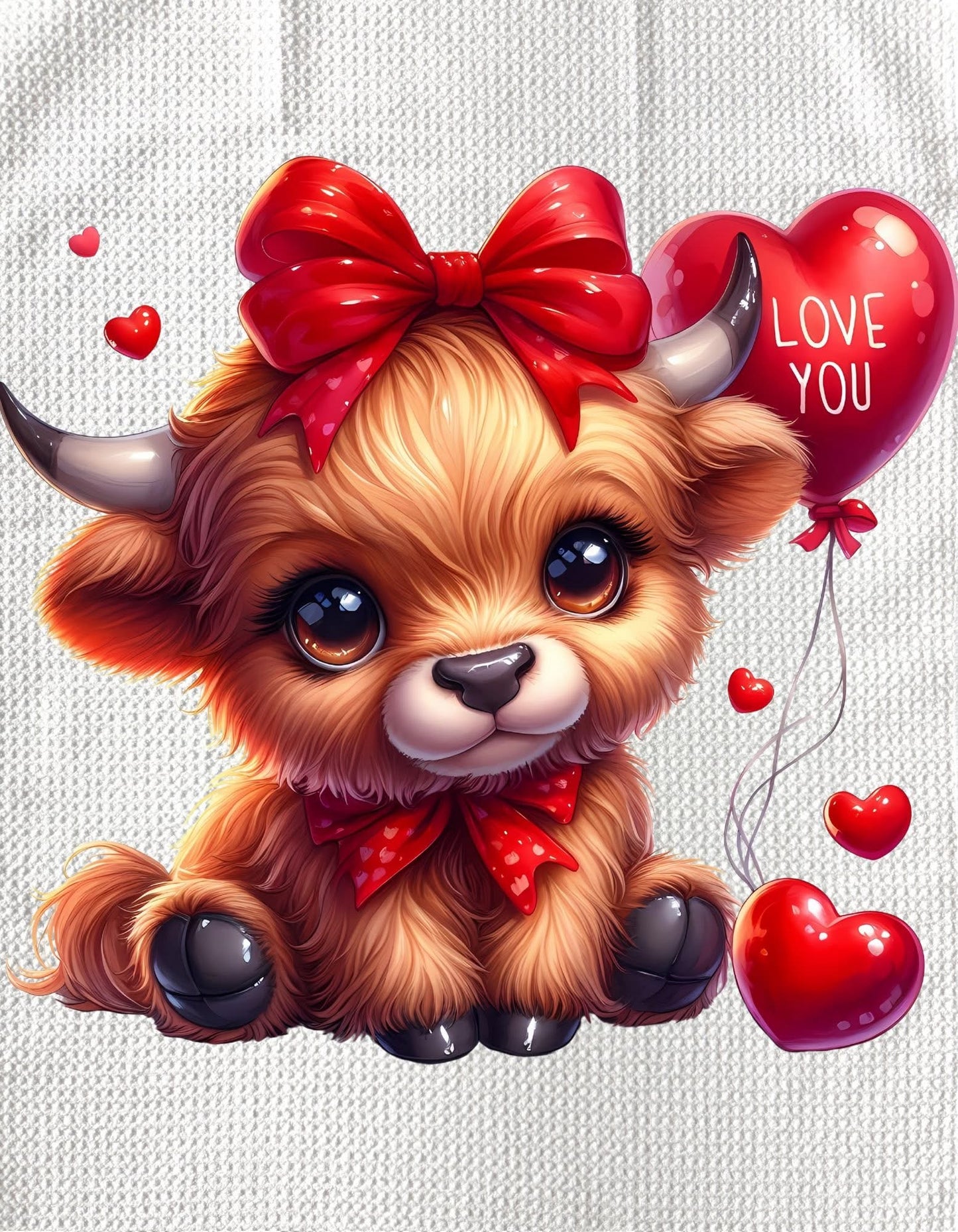 Towels - HIGHLAND COW (RED) VALENTINES