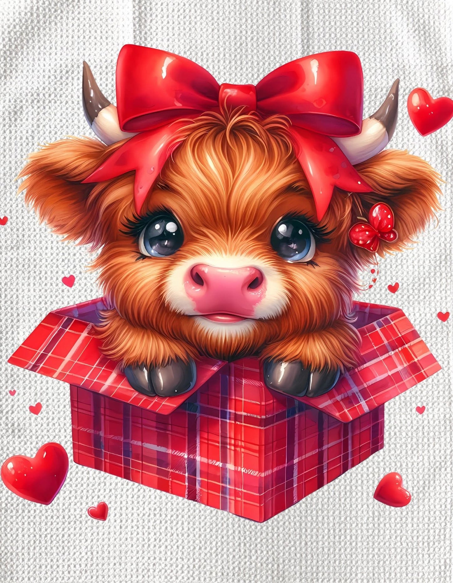 Towels - HIGHLAND COW (RED) VALENTINES