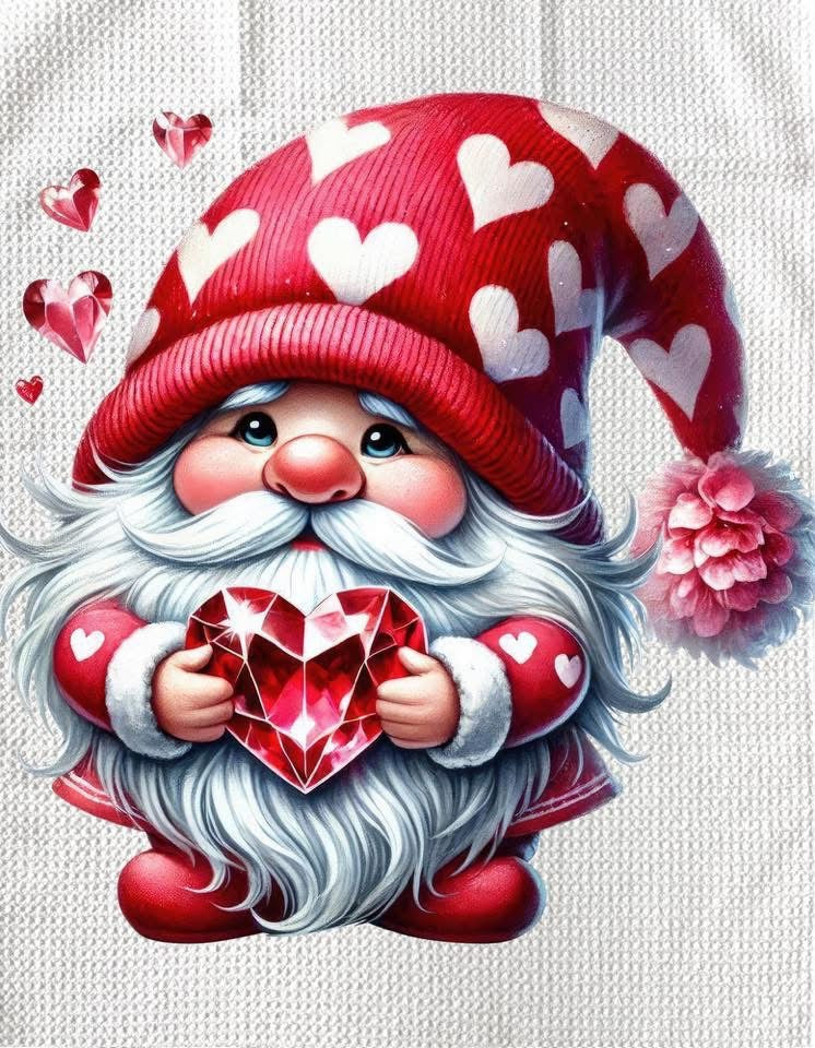 Towels - GNOME VALENTINES (RED HATS)
