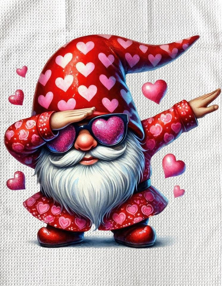 Towels - GNOME VALENTINES (RED HATS)