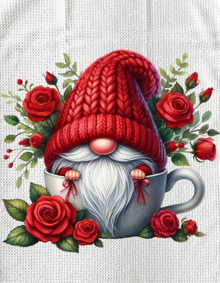 Towels - GNOME VALENTINES (RED HATS)