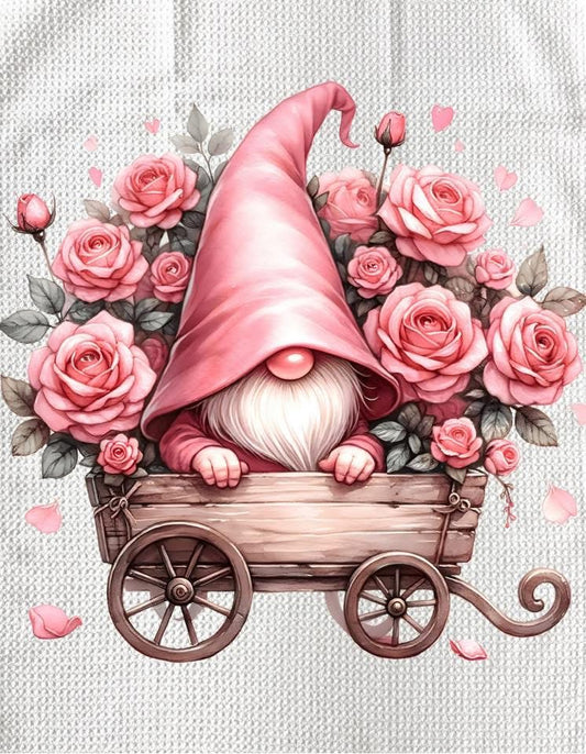 Towels - VALENTINES GNOME IN WAGON