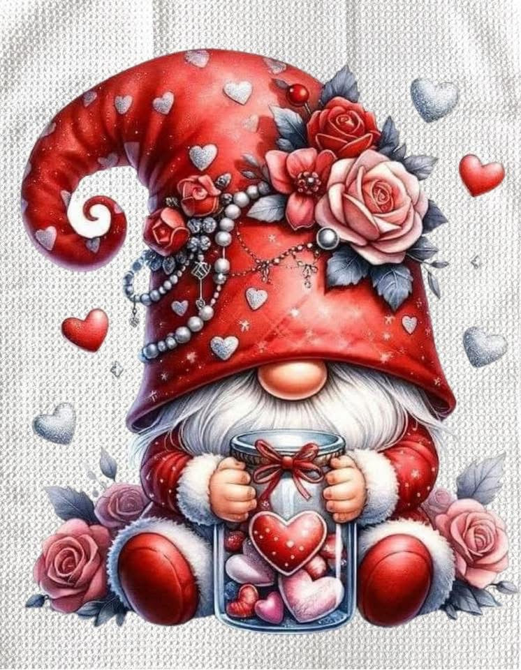 Towels - GNOME VALENTINES (RED HATS)