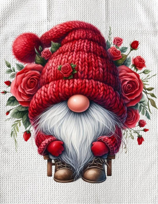 Towels - VALENTINES GNOME WITH RED GLOVES