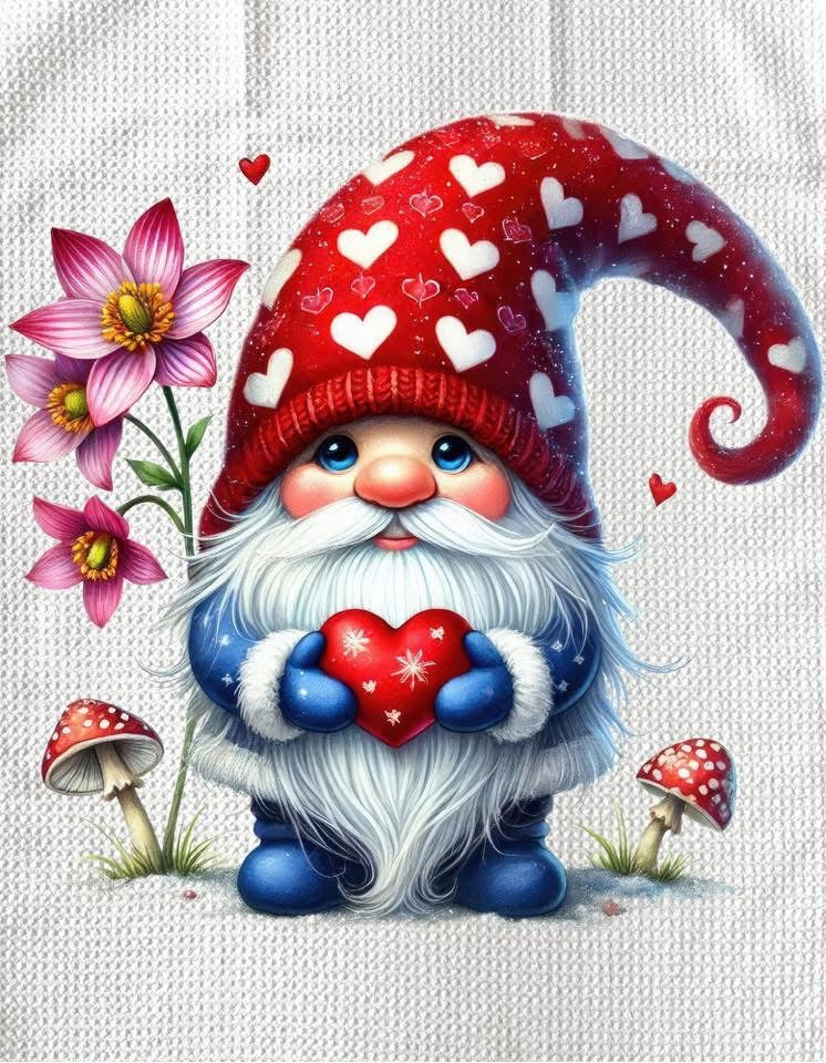 Towels - GNOME VALENTINES (RED HATS)