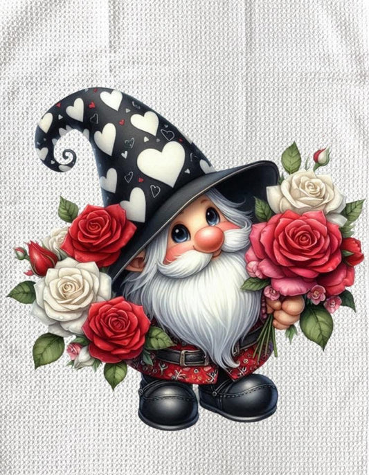 Towels - VALENTINES GNOME HOLDING LARGE ROSES