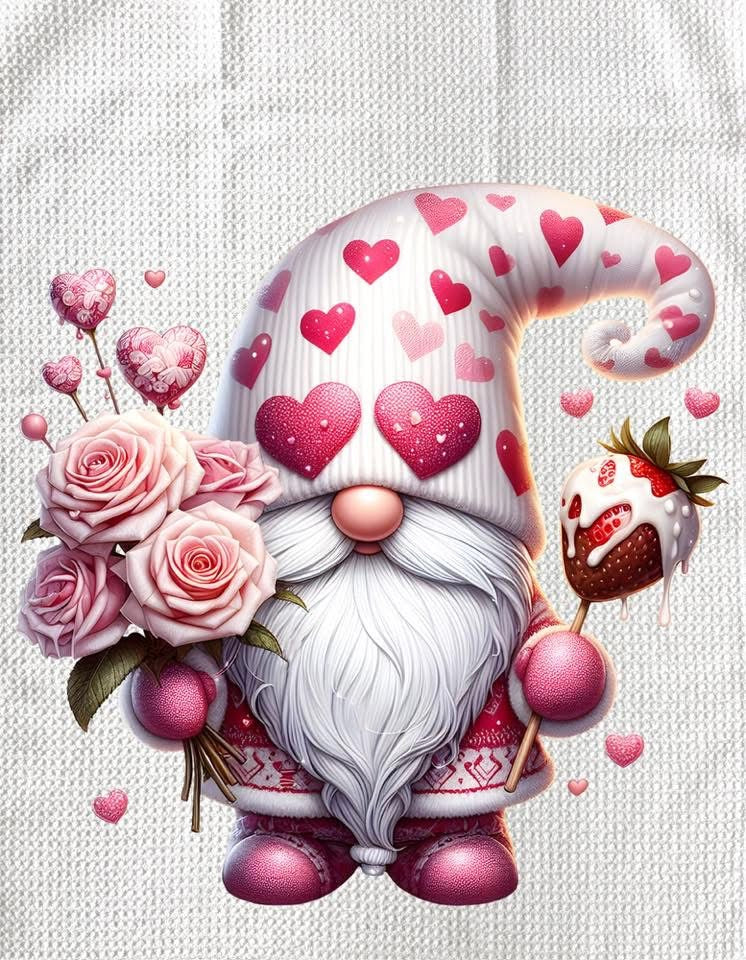 Towels - GNOME VALENTINES (WHITE /PINK HATS)