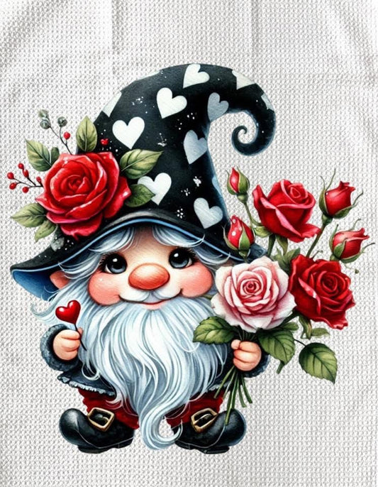 Towels - VALENTINES GNOME WITH HEART ON STICK