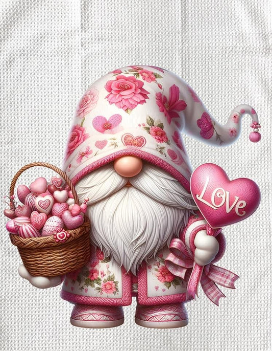 Towels - VALENTINES GNOME PINK HEART BASKET