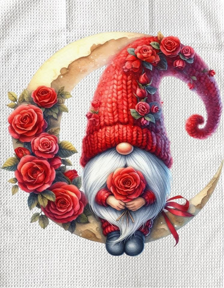 Towels - GNOME VALENTINES (RED HATS)