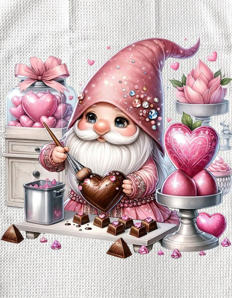 Towels - GNOME VALENTINES (WHITE /PINK HATS)