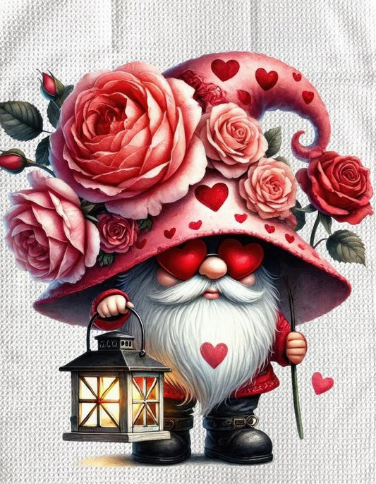 Towels - VALENTINES GNOME HOLDING LANTERN