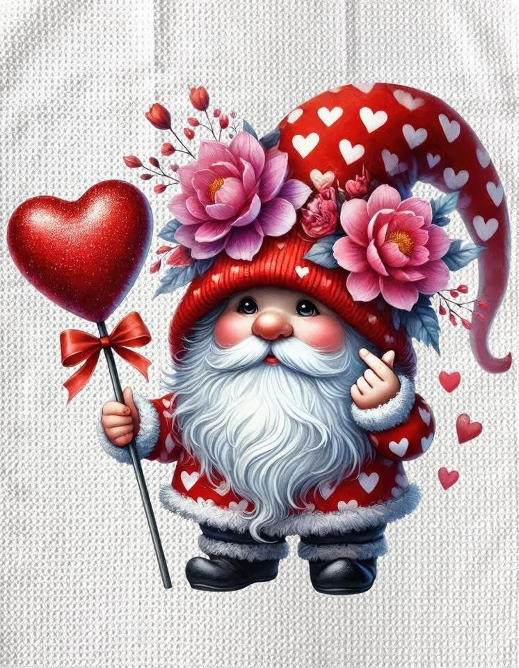 Towels - GNOME VALENTINES (RED HATS)