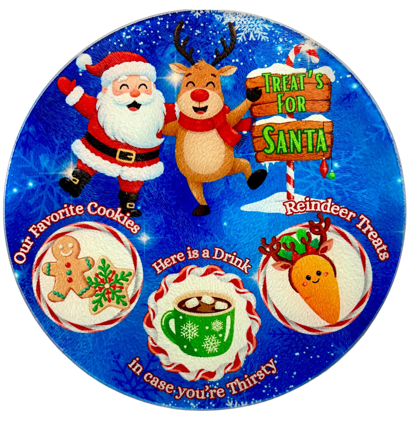 SANTA PLATE - TREATS FOR SANTA BLUE