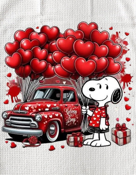 TOWELS - VALENTINE'S SNOOPY RED TRUCK