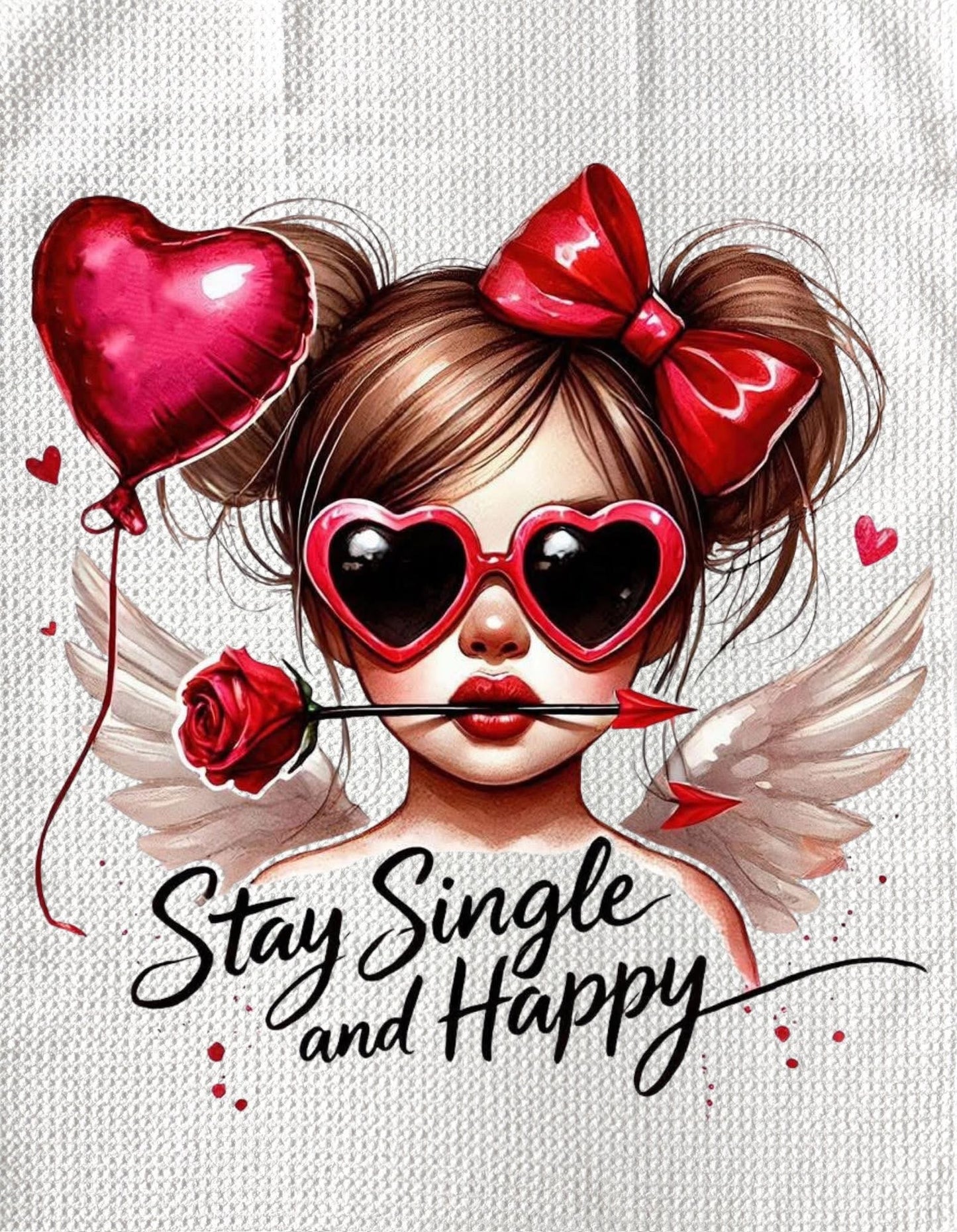 TOWELS - VALENTINE'S SINGLE & HAPPY