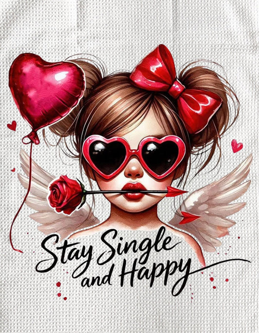 TOWELS - VALENTINE'S SINGLE & HAPPY