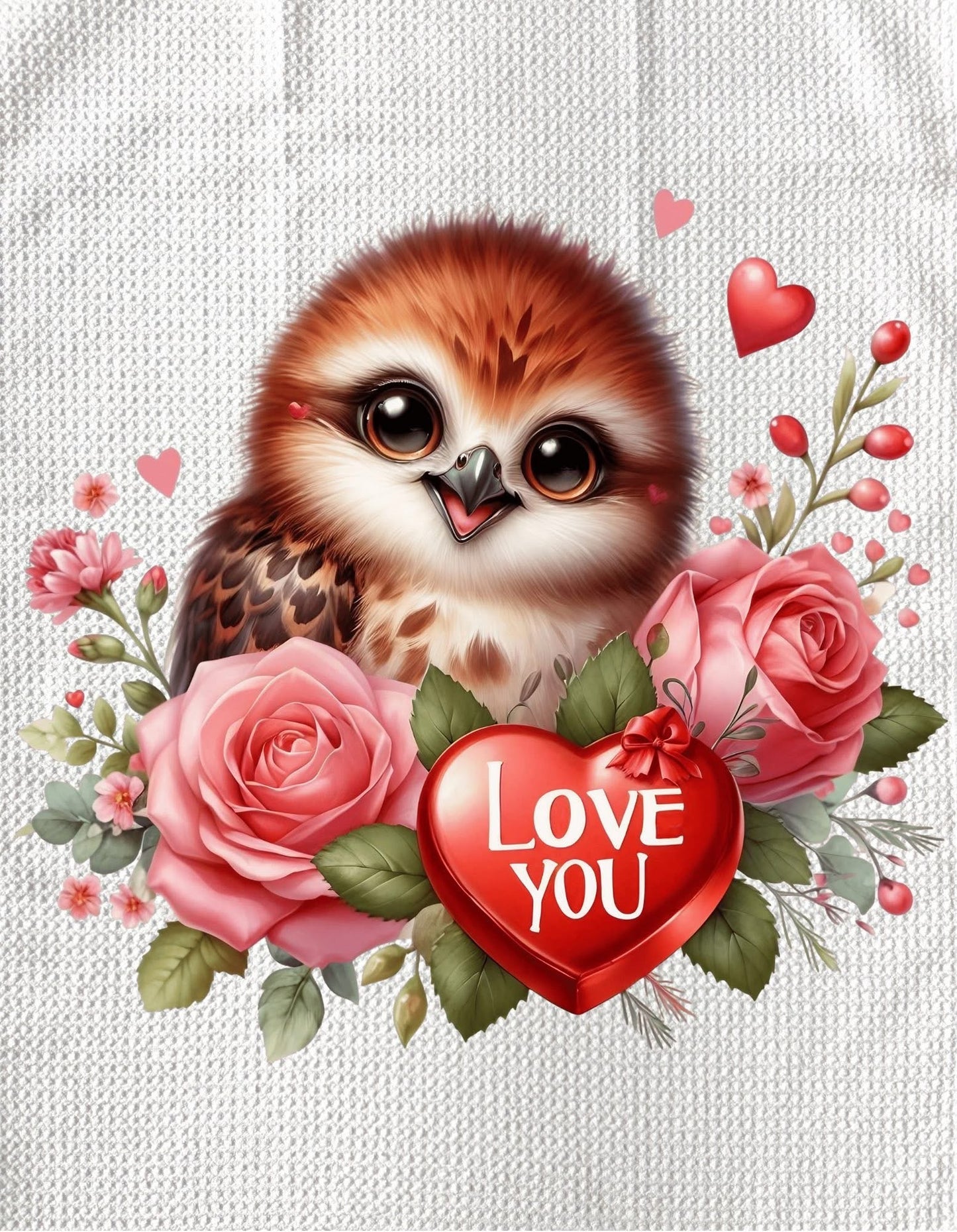 TOWELS - VALENTINE'S ANIMAL OWL LOVE YOU