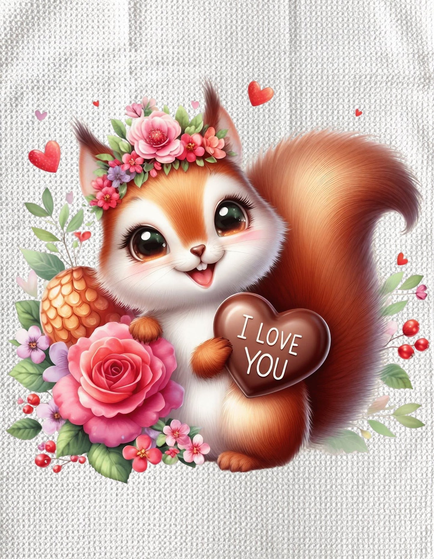 TOWELS - VALENTINE'S ANIMAL SQUIRREL LOVE YOU