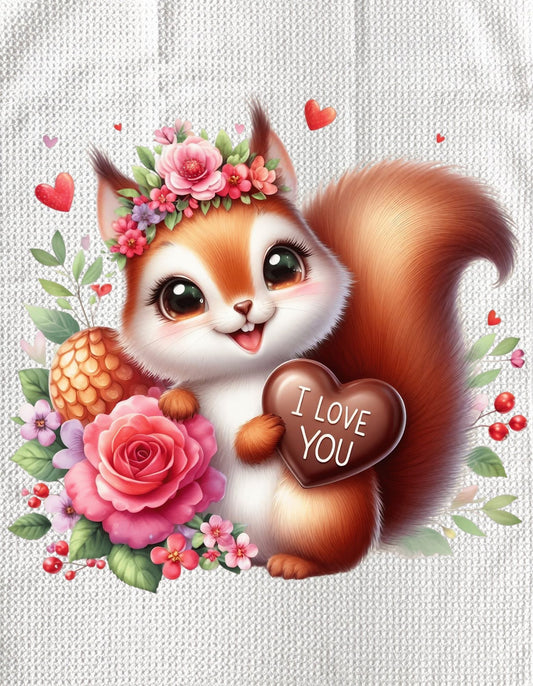 TOWELS - VALENTINE'S ANIMAL SQUIRREL LOVE YOU