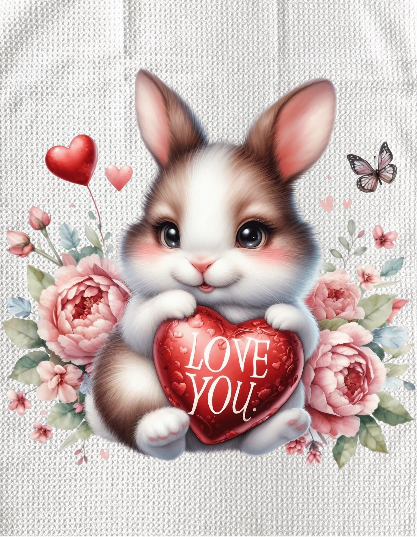 TOWELS - VALENTINE'S ANIMAL BUNNY LOVE YOU