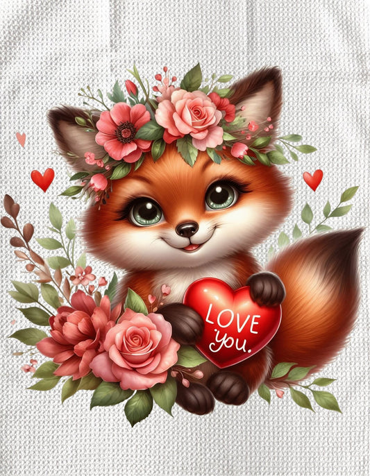TOWELS - VALENTINE'S ANIMAL FOX LOVE YOU