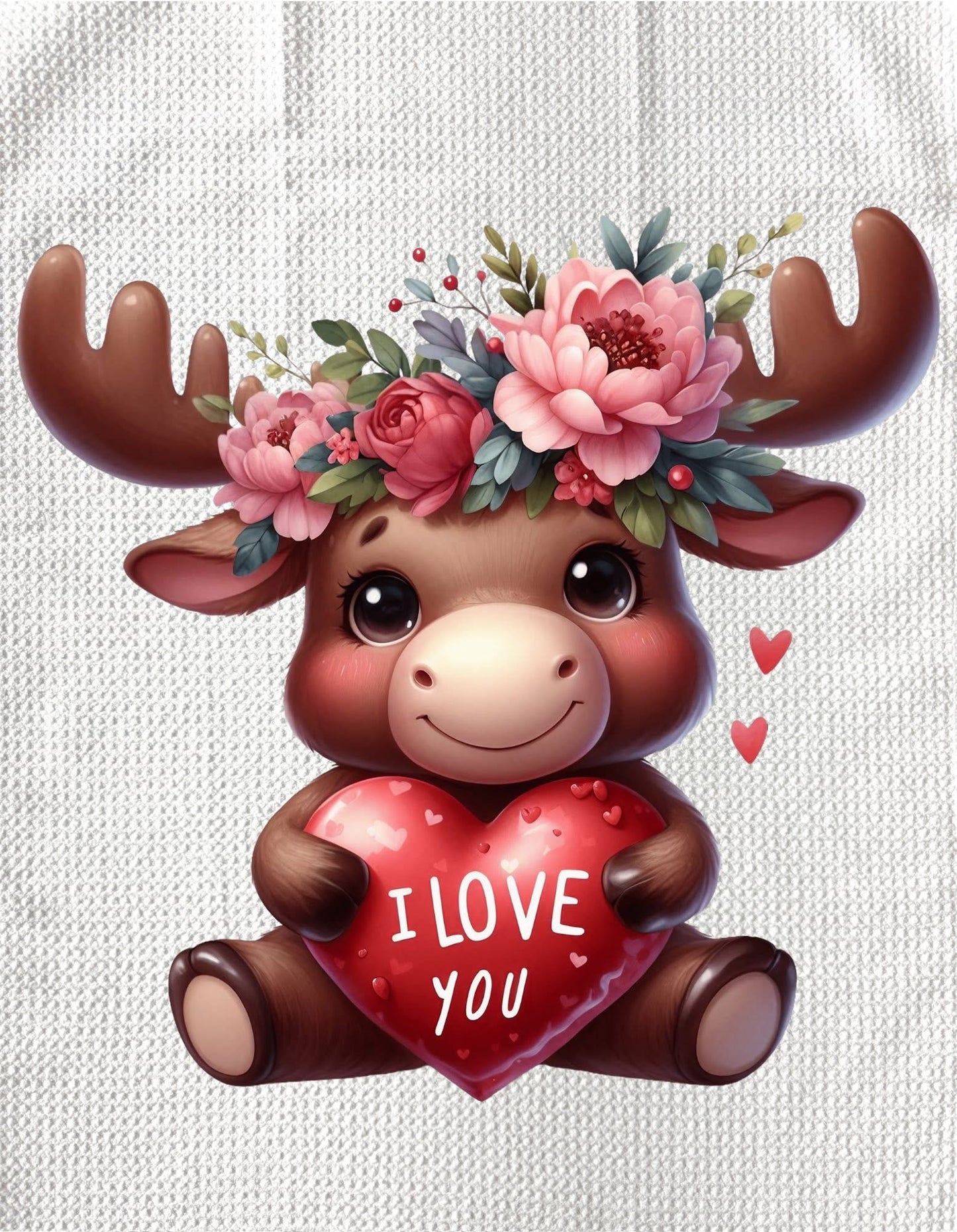 TOWELS - VALENTINE'S ANIMAL MOOSE I LOVE YOU