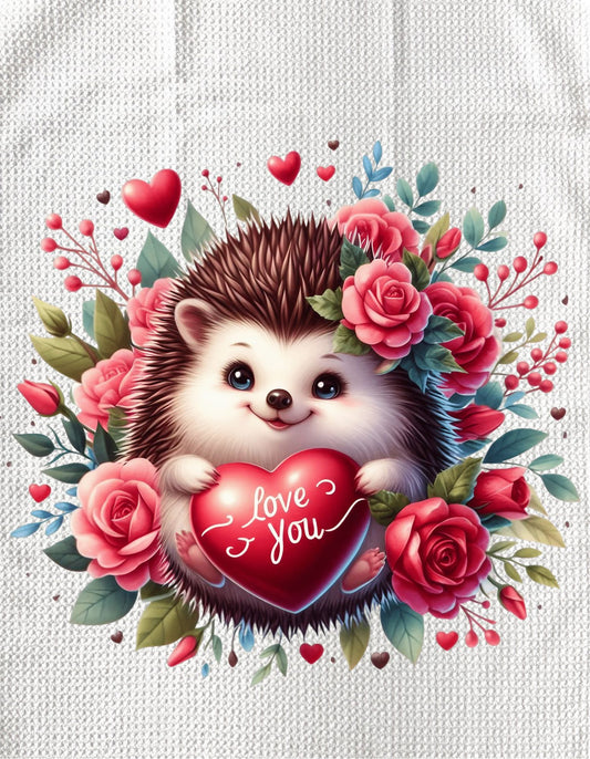 TOWELS - VALENTINE'S ANIMAL HEDGEHOG LOVE YOU