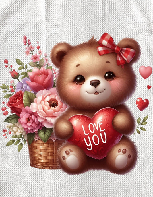 TOWELS - VALENTINE'S ANIMAL BEAR LOVE YOU