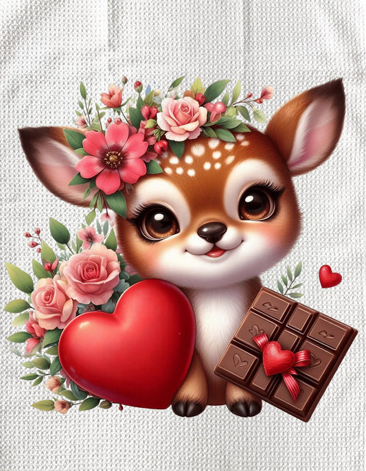 TOWELS - VALENTINE'S ANIMAL DEER CHOCOLATES