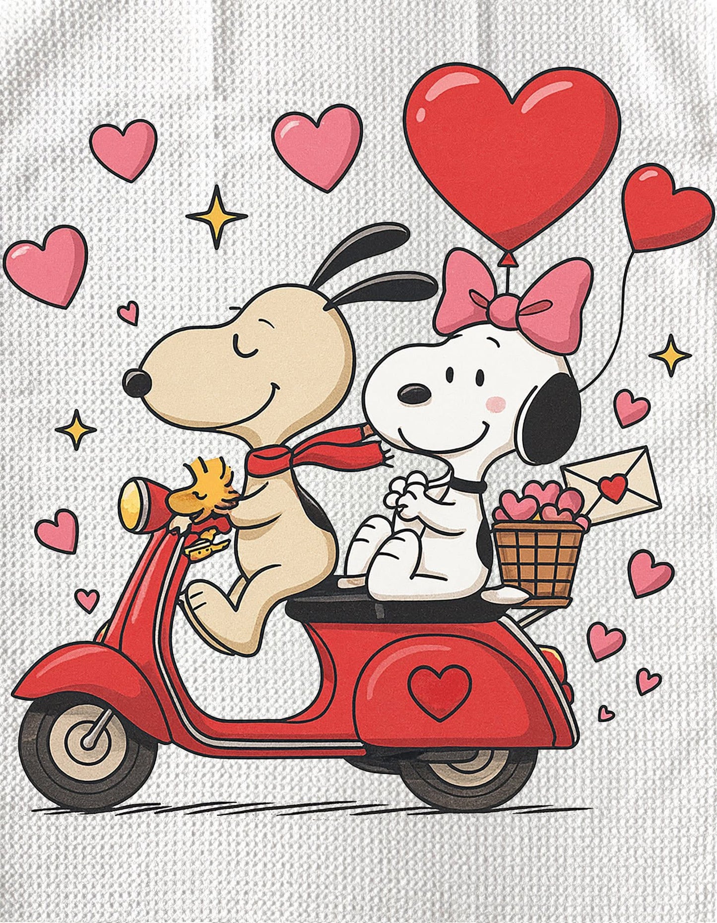 TOWELS - VALENTINE'S SNOOPY SCOOTER