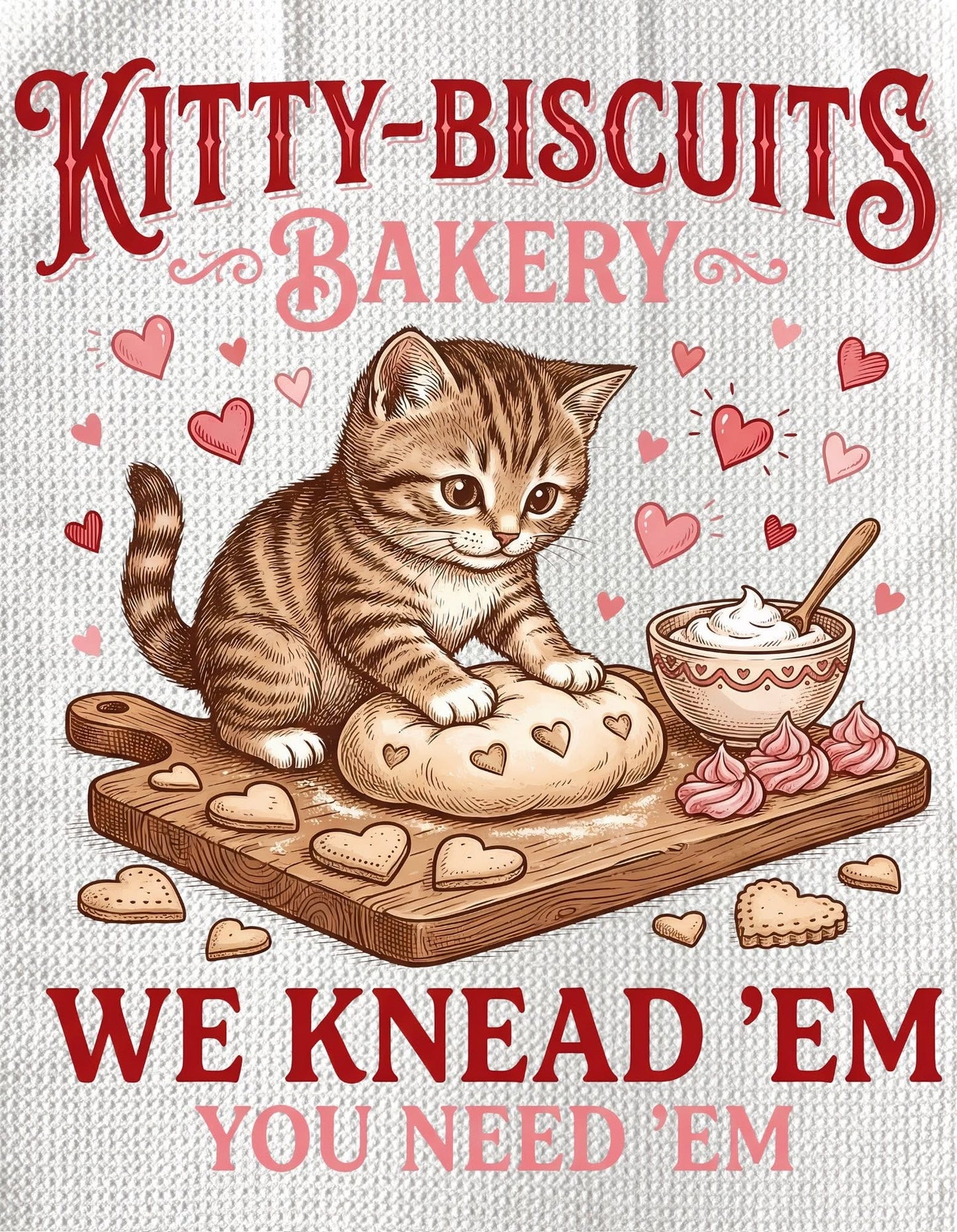 TOWELS - VALENTINE'S BAKERY KITTY BISCUITS