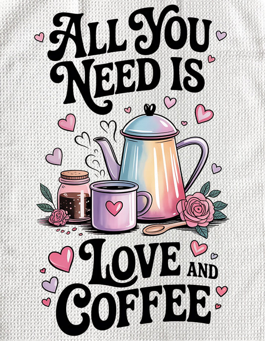 TOWELS - VALENTINE'S SAYINGS LOVE & COFFEE