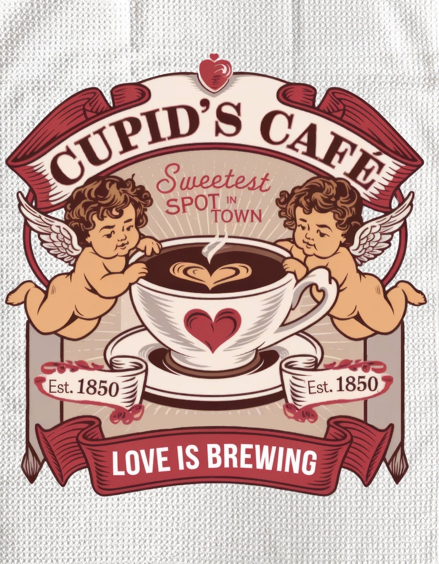 TOWELS - VALENTINE'S CUPID'S CAFE