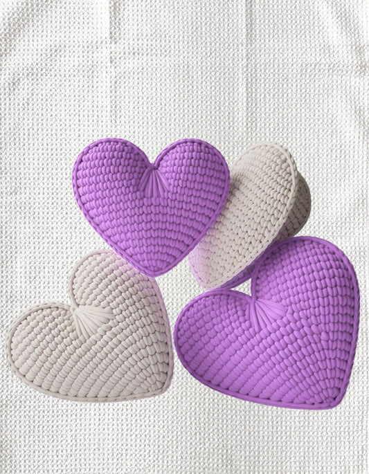 TOWELS - VALENTINE'S FABRIC HEARTS PURPLE