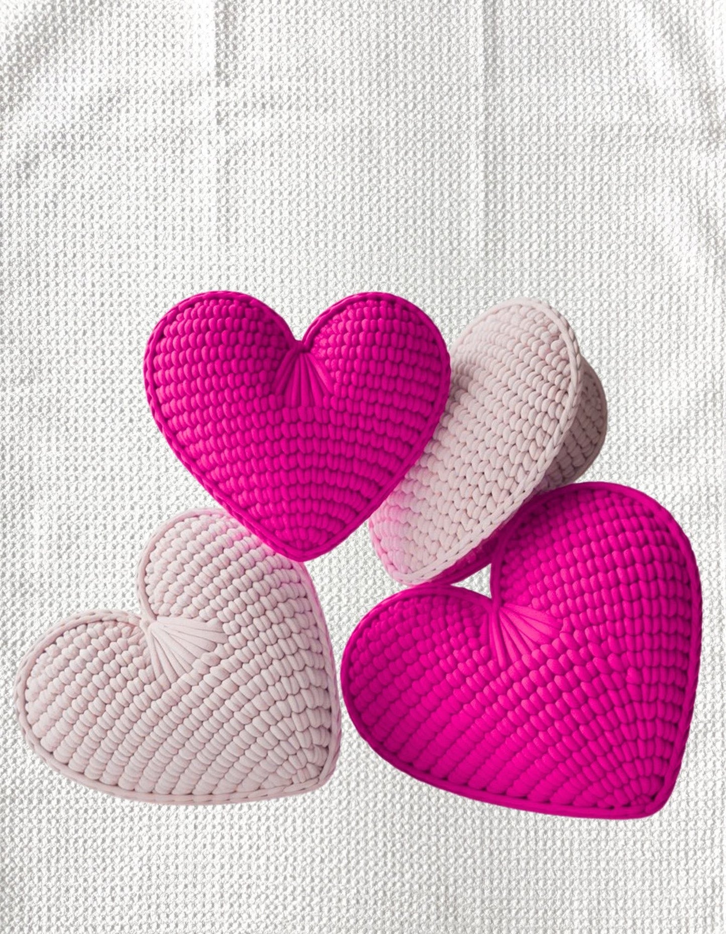 TOWELS - VALENTINE'S FABRIC HEARTS BRIGHT PINK